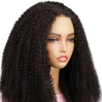Afro Kinky Curly 2x6 HD Lace Closure 100% Human Hair Glueless Wig